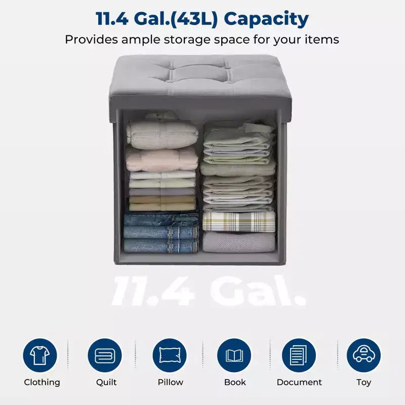 LUSIMO Banc de rangement pliable en velours avec pouf, coffre à jouets, supporte jusqu'à 177 kg, pour chambre à coucher et salon