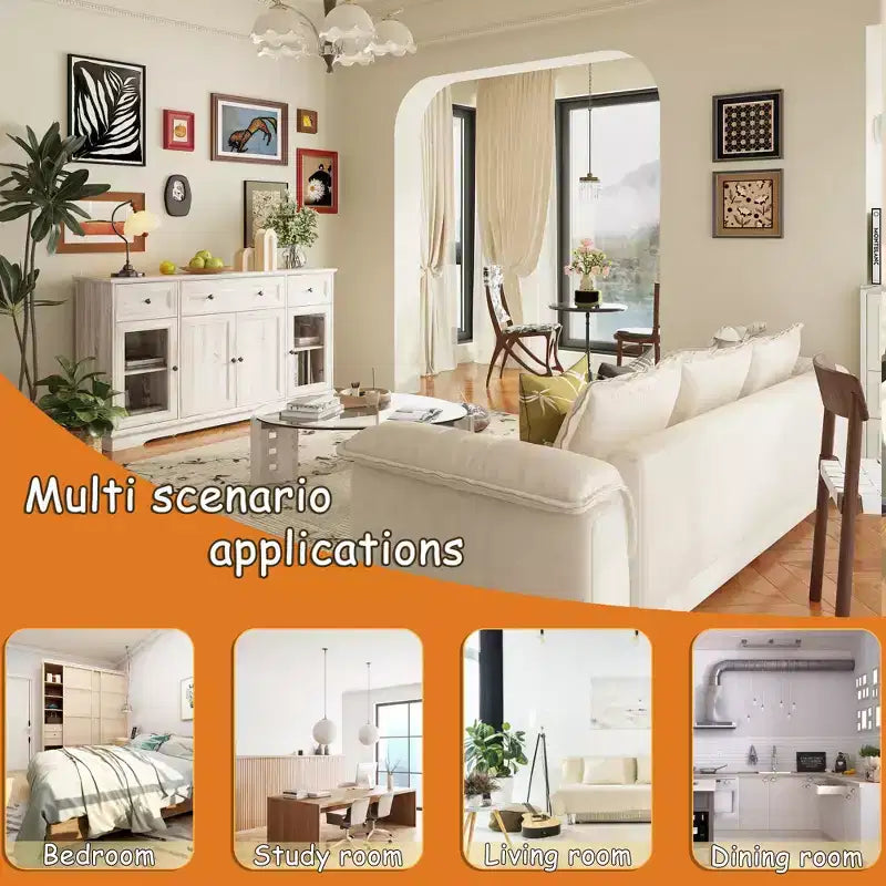Buffet Famapy gris à 4 portes avec 3 tiroirs de rangement