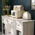 Buffet Famapy gris à 4 portes avec 3 tiroirs de rangement