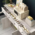 Buffet Famapy gris à 4 portes avec 3 tiroirs de rangement