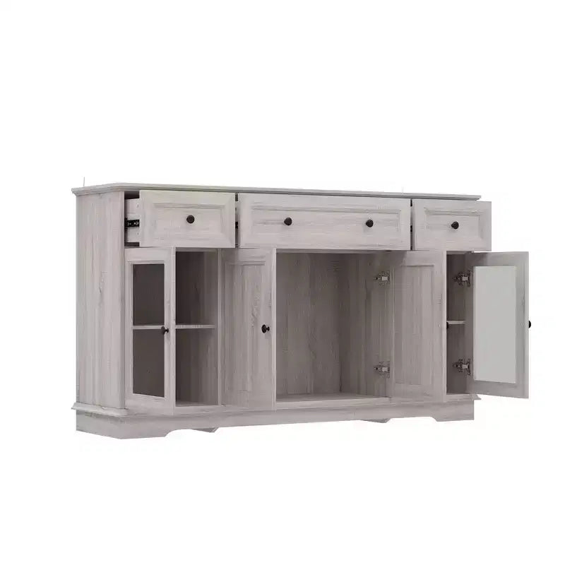 Buffet Famapy gris à 4 portes avec 3 tiroirs de rangement