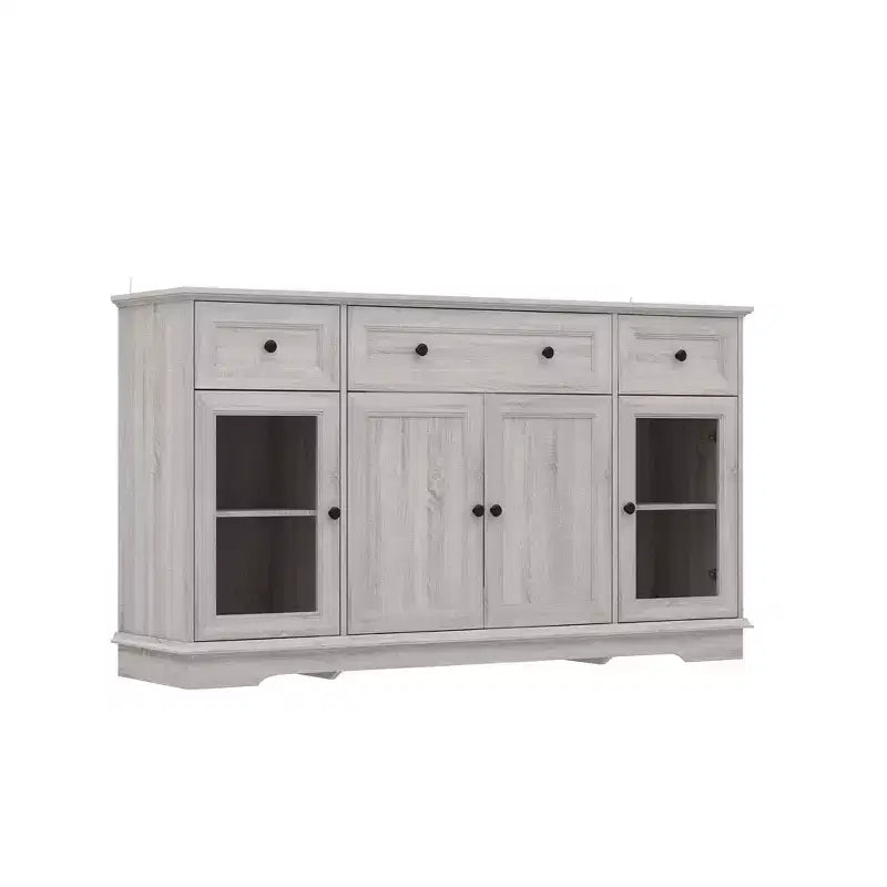 Buffet Famapy gris à 4 portes avec 3 tiroirs de rangement