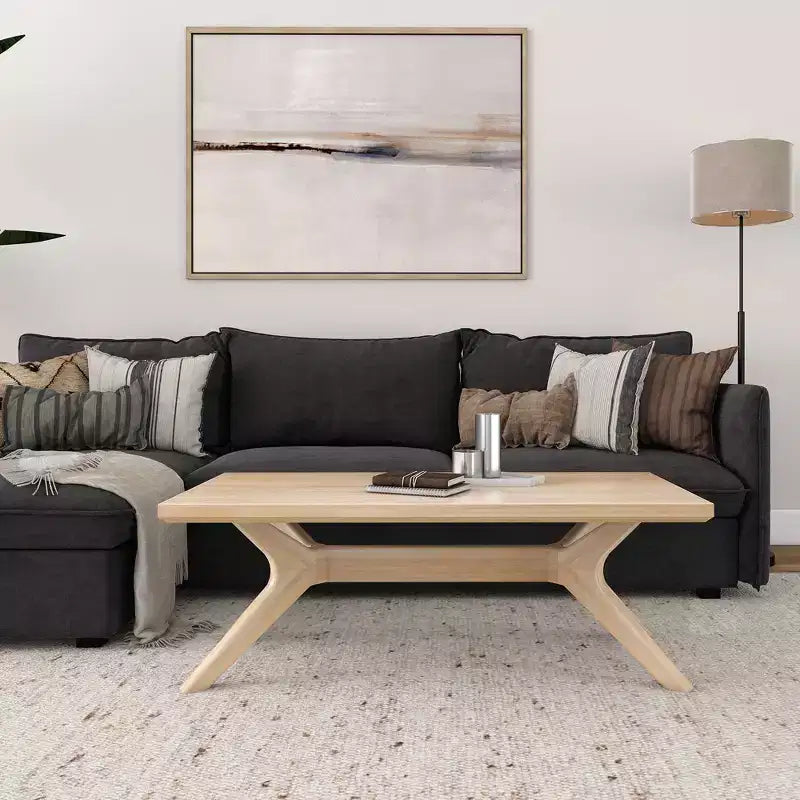 Table basse rectangulaire à pieds croisés en bois massif Plank+Beam, 48 po pour salon