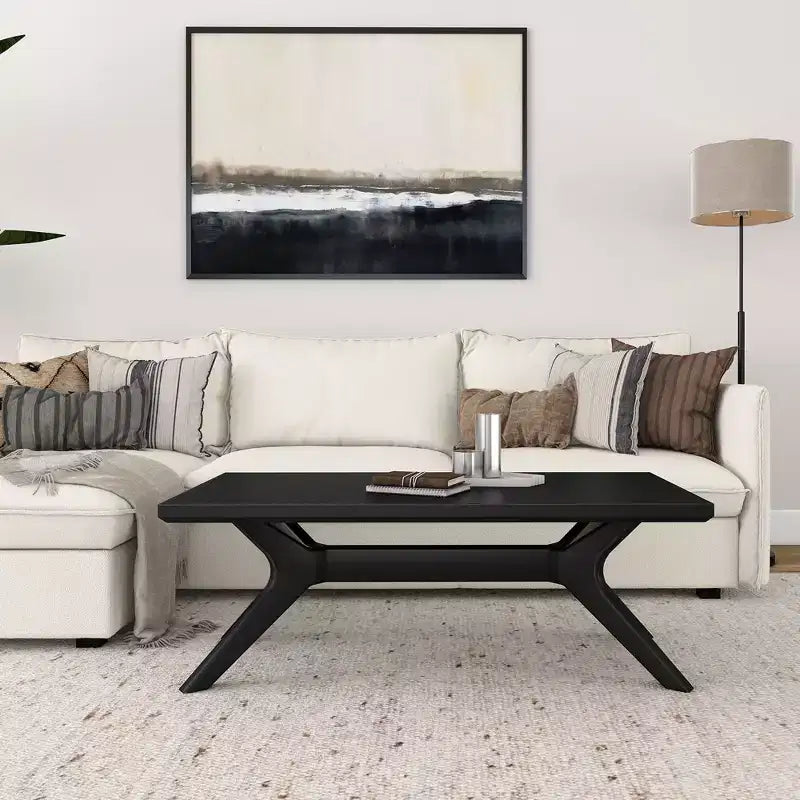 Table basse rectangulaire à pieds croisés en bois massif Plank+Beam, 48 po pour salon