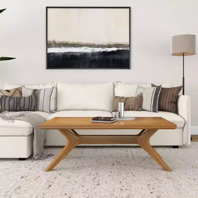 Table basse rectangulaire à pieds croisés en bois massif Plank+Beam, 48 po pour salon