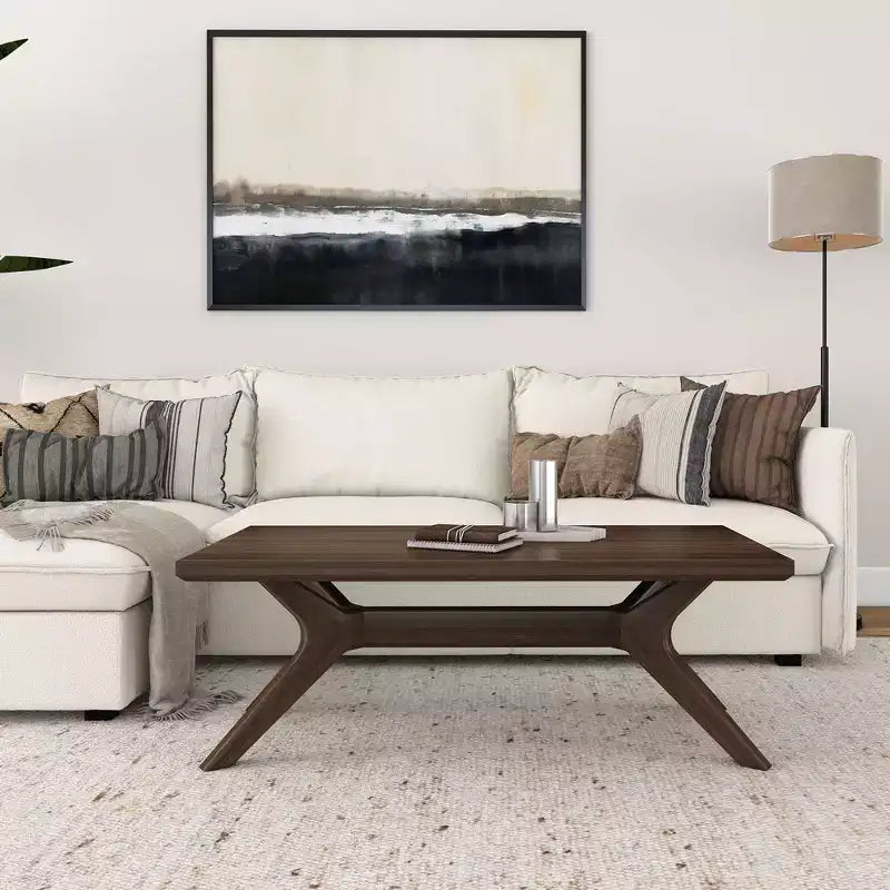 Table basse rectangulaire à pieds croisés en bois massif Plank+Beam, 48 po pour salon