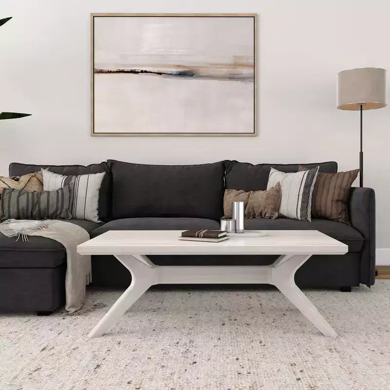 Table basse rectangulaire à pieds croisés en bois massif Plank+Beam, 48 po pour salon
