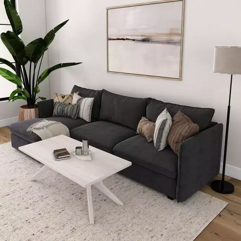 Table basse rectangulaire à pieds croisés en bois massif Plank+Beam, 48 po pour salon