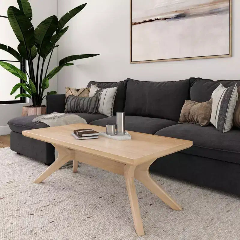 Table basse rectangulaire à pieds croisés en bois massif Plank+Beam, 48 po pour salon