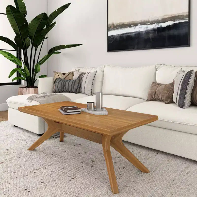 Table basse rectangulaire à pieds croisés en bois massif Plank+Beam, 48 po pour salon