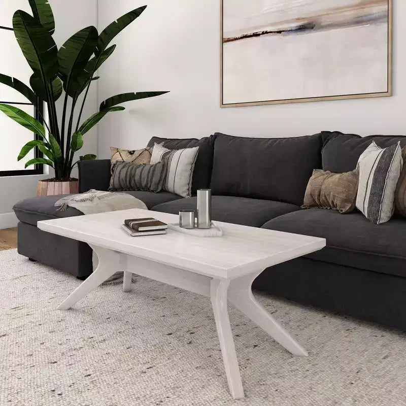 Table basse rectangulaire à pieds croisés en bois massif Plank+Beam, 48 po pour salon
