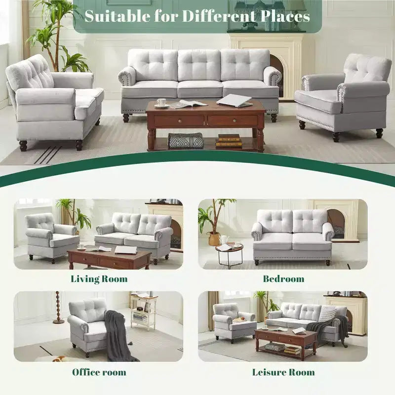 Hyleory 55.84 Causeuse capitonnée en chenille pour salon et chambre à coucher