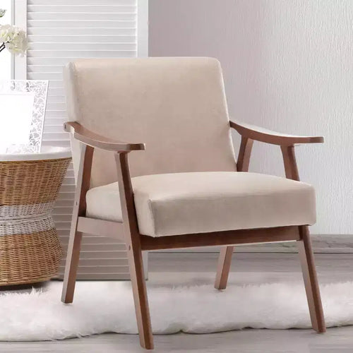 Accent Velvet Armchair, Mid Century Modern Chairs With Ergonomic Backrest, Single Lounge Reading Armchair With Solid Wood Frame For Living Room