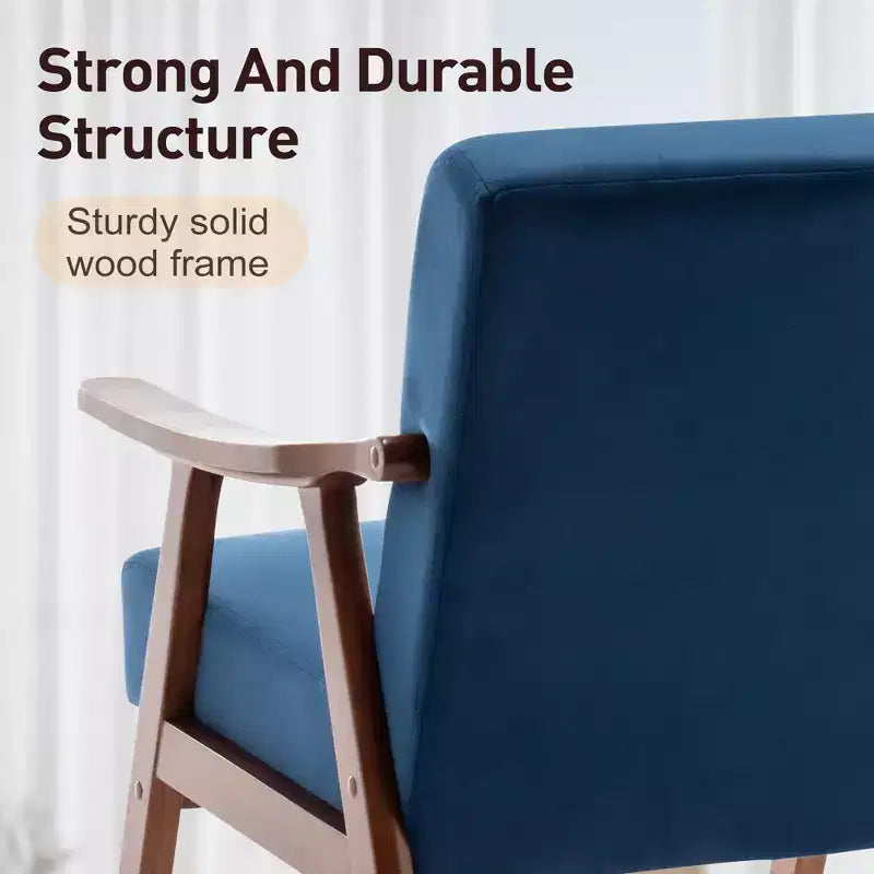 Fauteuil en Velours Accent, Chaises Modernes du Milieu du Siècle avec Dossier Ergonomique, Fauteuil de Lecture Individuel avec Cadre en Bois Massif pour Salon