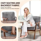 Fauteuil en Velours Accent, Chaises Modernes du Milieu du Siècle avec Dossier Ergonomique, Fauteuil de Lecture Individuel avec Cadre en Bois Massif pour Salon