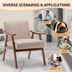Fauteuil en Velours Accent, Chaises Modernes du Milieu du Siècle avec Dossier Ergonomique, Fauteuil de Lecture Individuel avec Cadre en Bois Massif pour Salon