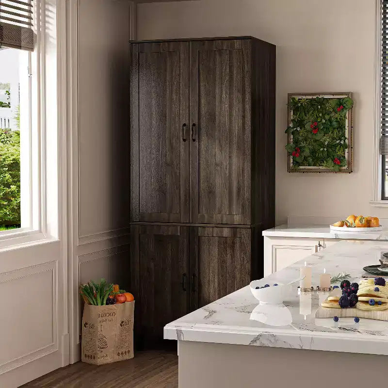 Meuble de rangement Famapy marron à 4 portes avec charnières réglables