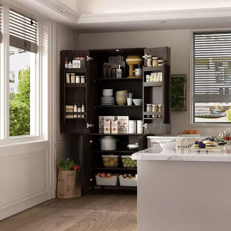 Meuble de rangement Famapy marron à 4 portes avec charnières réglables