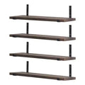 Unique Bargains Bathroom Bedroom Living Room Kitchen Wall Mounted Wood Floating Shelves 15.7 x 5.9 4 Pcs