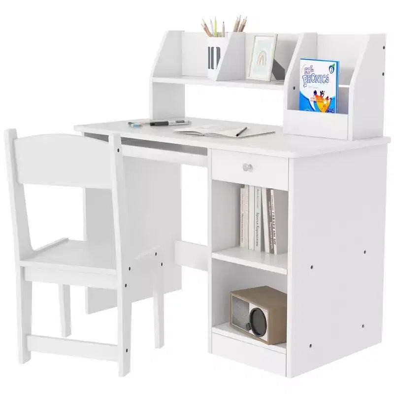 Ensemble bureau et chaise pour enfants Qaba avec rangements, bureau d'étude avec chaise pour enfants de 5 à 8 ans