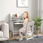Ensemble bureau et chaise pour enfants Qaba avec rangements, bureau d'étude avec chaise pour enfants de 5 à 8 ans