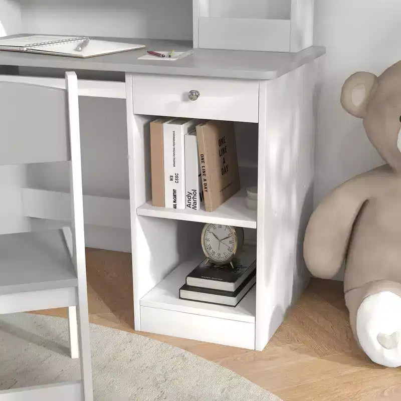 Ensemble bureau et chaise pour enfants Qaba avec rangements, bureau d'étude avec chaise pour enfants de 5 à 8 ans