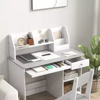 Ensemble bureau et chaise pour enfants Qaba avec rangements, bureau d'étude avec chaise pour enfants de 5 à 8 ans