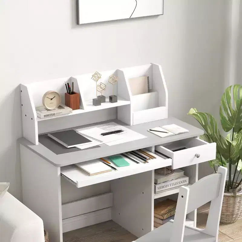 Ensemble bureau et chaise pour enfants Qaba avec rangements, bureau d'étude avec chaise pour enfants de 5 à 8 ans