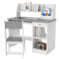 Qaba Kids Desk and Chair Set with Storage, Study Desk with Chair for Children 5-8 Years Old