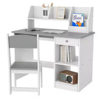 Qaba Kids Desk and Chair Set with Storage, Study Desk with Chair for Children 5-8 Years Old