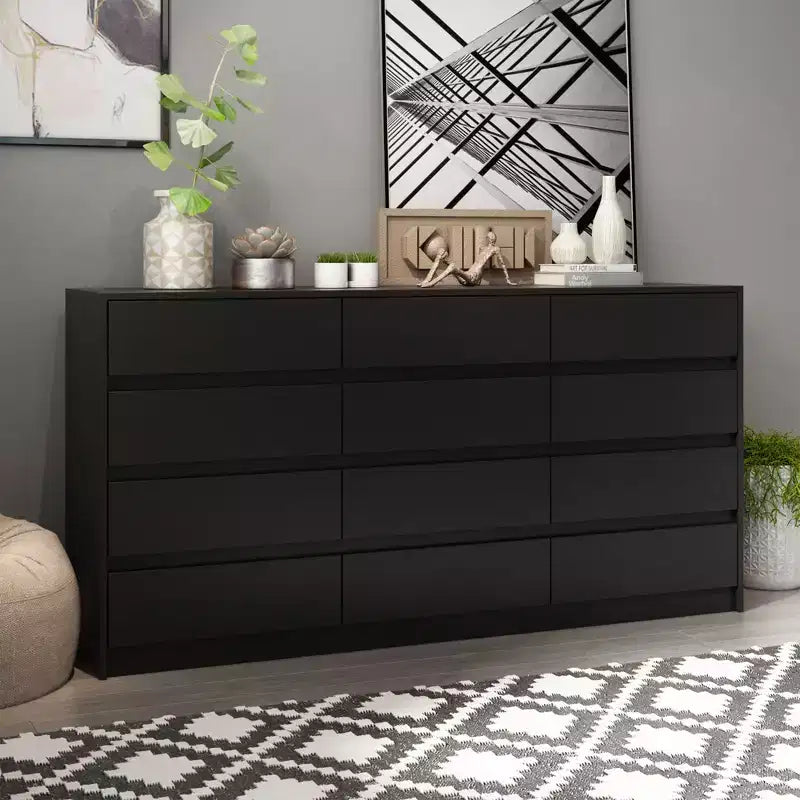 Commode Famapy moderne à 12 tiroirs, élégante.
