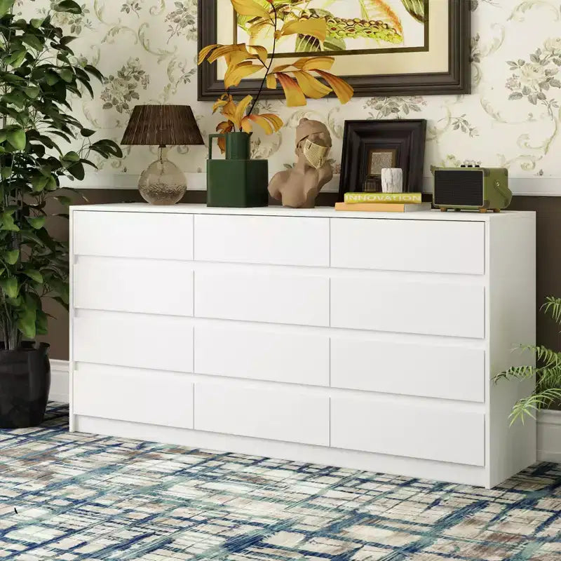 Commode Famapy moderne à 12 tiroirs, élégante.