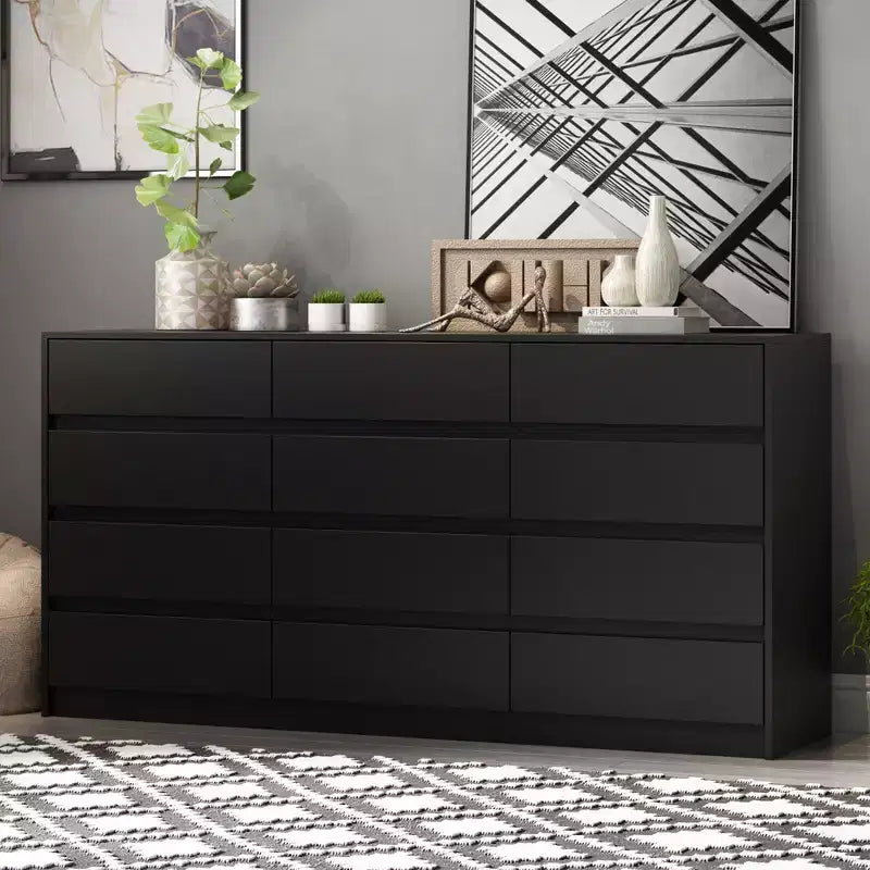 Commode Famapy moderne à 12 tiroirs, élégante.