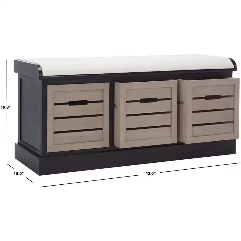 Banc de rangement Briar à 3 tiroirs avec coussin - BCH5700 - Safavieh