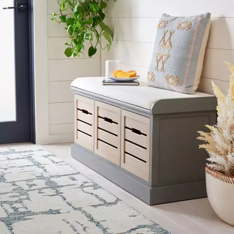 Banc de rangement Briar à 3 tiroirs avec coussin - BCH5700 - Safavieh