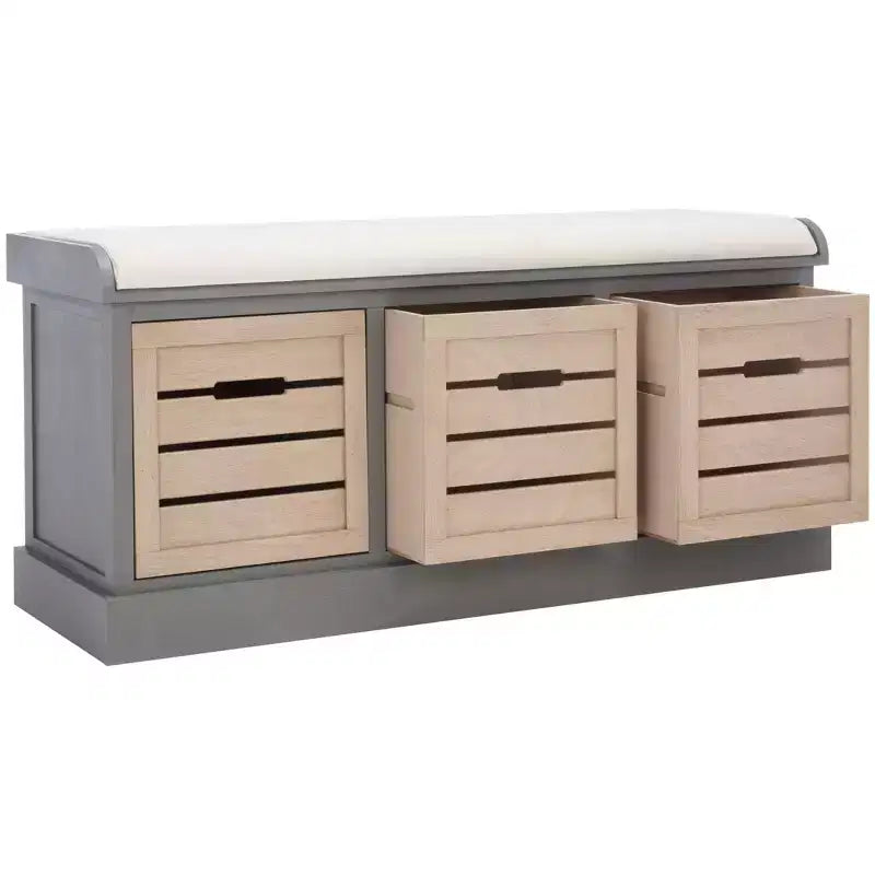 Banc de rangement Briar à 3 tiroirs avec coussin - BCH5700 - Safavieh