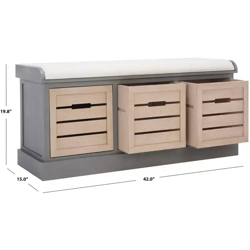 Banc de rangement Briar à 3 tiroirs avec coussin - BCH5700 - Safavieh