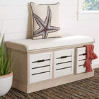 Banc de rangement Briar à 3 tiroirs avec coussin - BCH5700 - Safavieh