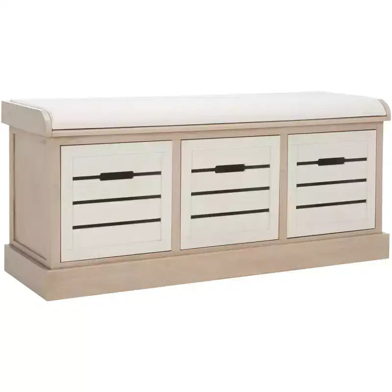 Banc de rangement Briar à 3 tiroirs avec coussin - BCH5700 - Safavieh