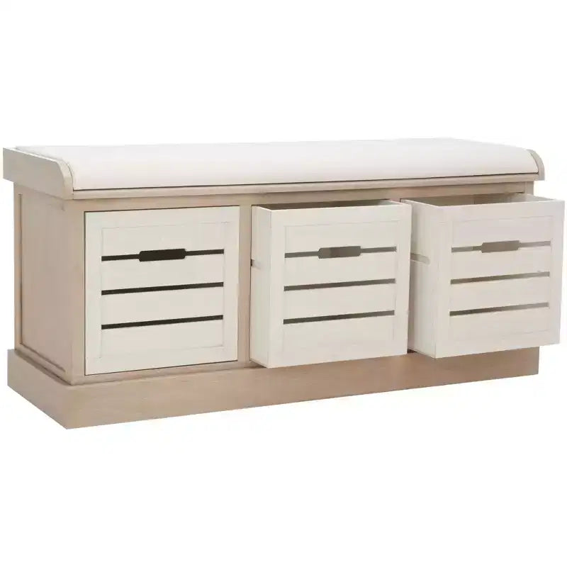 Banc de rangement Briar à 3 tiroirs avec coussin - BCH5700 - Safavieh