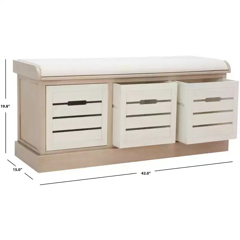 Banc de rangement Briar à 3 tiroirs avec coussin - BCH5700 - Safavieh