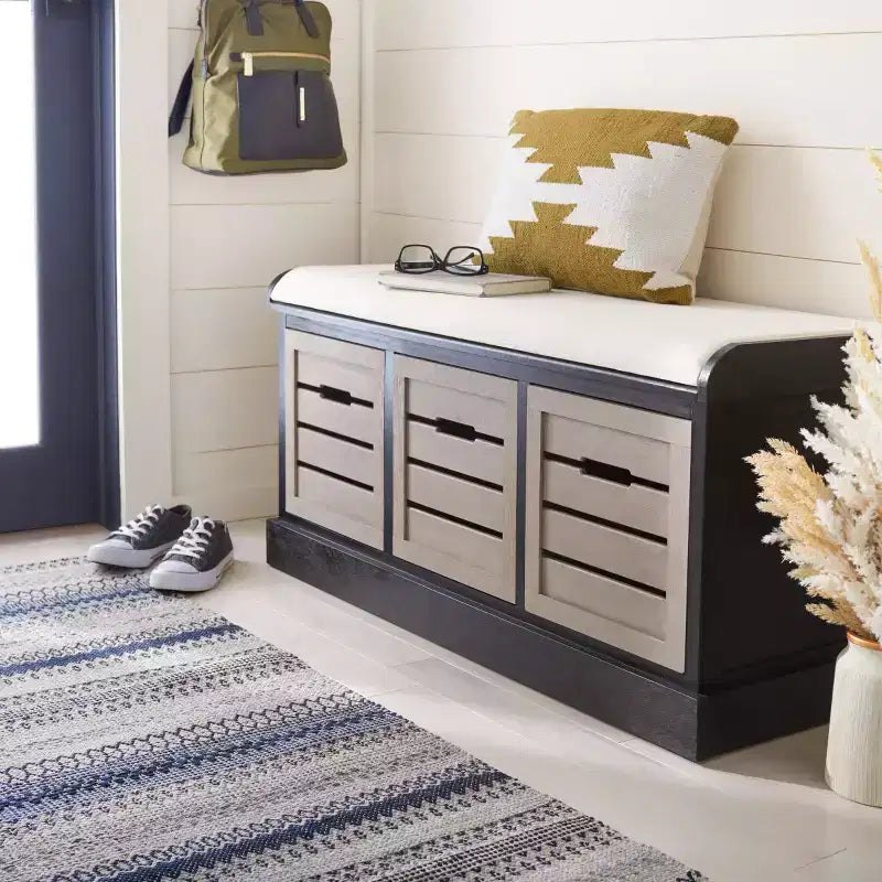 Banc de rangement Briar à 3 tiroirs avec coussin - BCH5700 - Safavieh