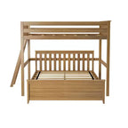 Lit superposé Max & Lily, cadre de lit superposé en L complet sur grand lit pour enfants avec échelle à l'extrémité, lit superposé en bois massif pour enfants, aucun sommier tapissier requis