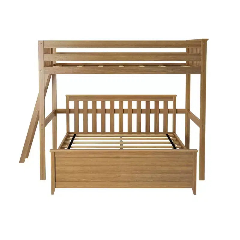 Lit superposé Max & Lily, cadre de lit superposé en L complet sur grand lit pour enfants avec échelle à l'extrémité, lit superposé en bois massif pour enfants, aucun sommier tapissier requis