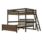 Lit superposé Max & Lily, cadre de lit superposé en L complet sur grand lit pour enfants avec échelle à l'extrémité, lit superposé en bois massif pour enfants, aucun sommier tapissier requis
