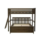 Lit superposé Max & Lily, cadre de lit superposé en L complet sur grand lit pour enfants avec échelle à l'extrémité, lit superposé en bois massif pour enfants, aucun sommier tapissier requis