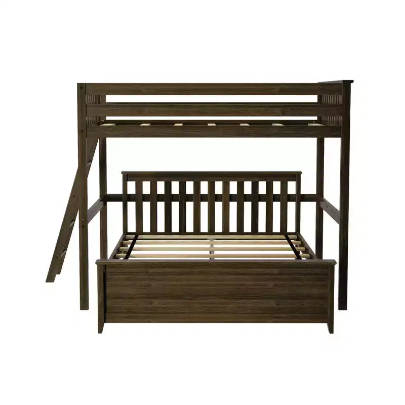 Lit superposé Max & Lily, cadre de lit superposé en L complet sur grand lit pour enfants avec échelle à l'extrémité, lit superposé en bois massif pour enfants, aucun sommier tapissier requis