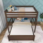 Lit superposé Max & Lily, cadre de lit superposé en L complet sur grand lit pour enfants avec échelle à l'extrémité, lit superposé en bois massif pour enfants, aucun sommier tapissier requis