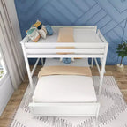 Lit superposé Max & Lily, cadre de lit superposé en L complet sur grand lit pour enfants avec échelle à l'extrémité, lit superposé en bois massif pour enfants, aucun sommier tapissier requis