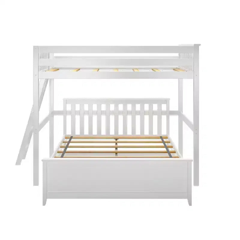 Lit superposé Max & Lily, cadre de lit superposé en L complet sur grand lit pour enfants avec échelle à l'extrémité, lit superposé en bois massif pour enfants, aucun sommier tapissier requis
